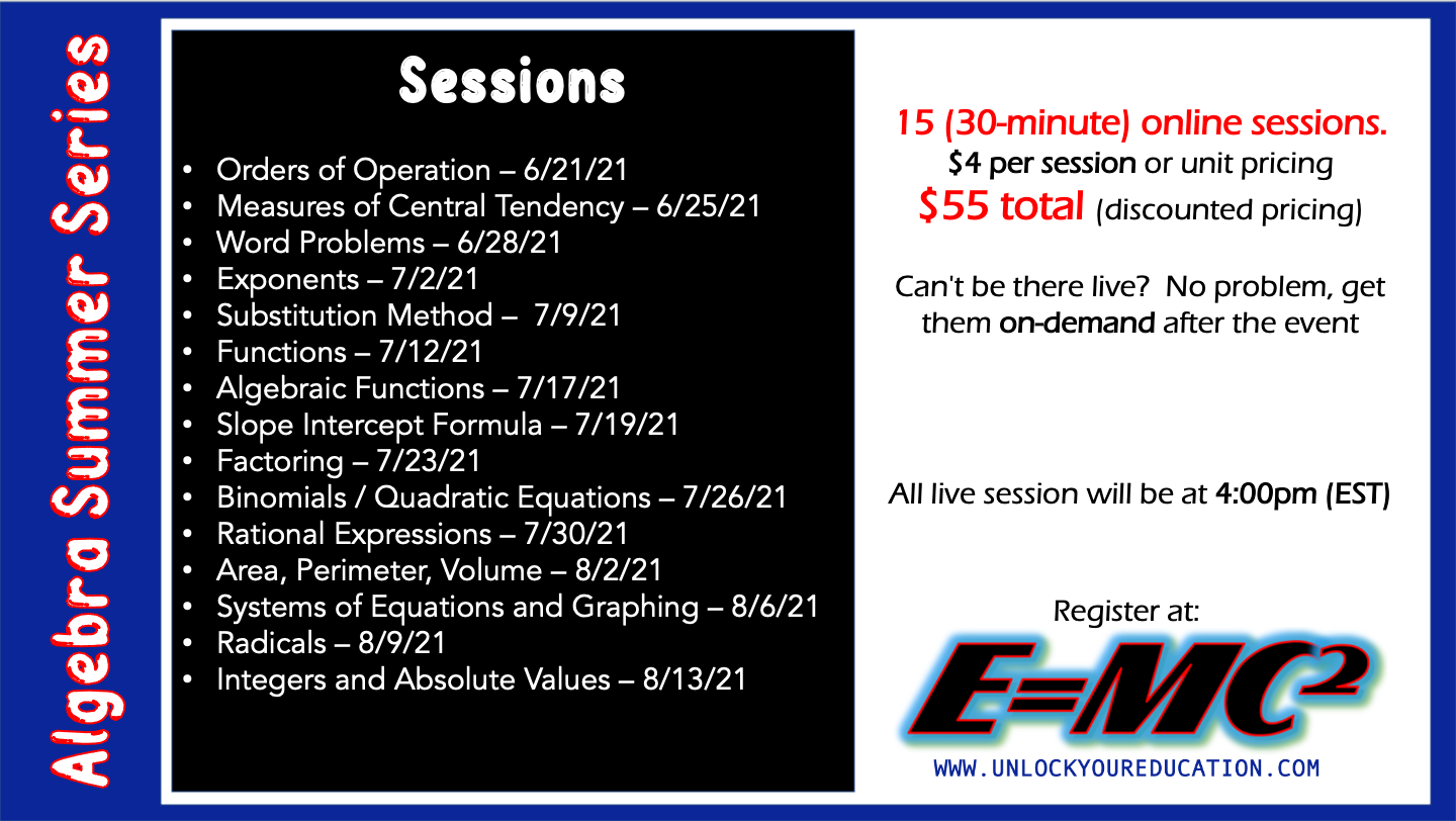 E=MC2 Summer Series Math