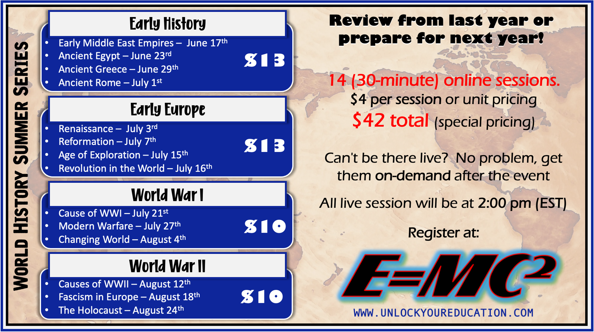 E=MC2 Summer Series World History